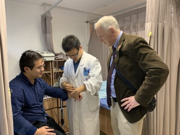 Daniel Krewski observing acupuncture in the Department of Traditional Chinese Medicine (2018)