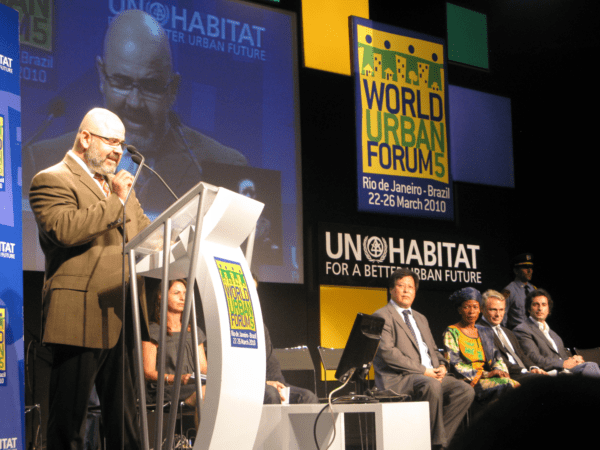 RSI's Cemil Alyanak introducing the World Urban Campaign during the World Urban Forum in Rio de Janeiro