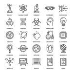 Abstract vector collection of line research and science icons. Elements for mobile and web applications.